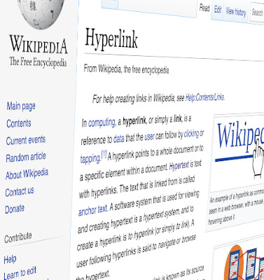 A screenshot of the Wikipedia page for hyperlinks
